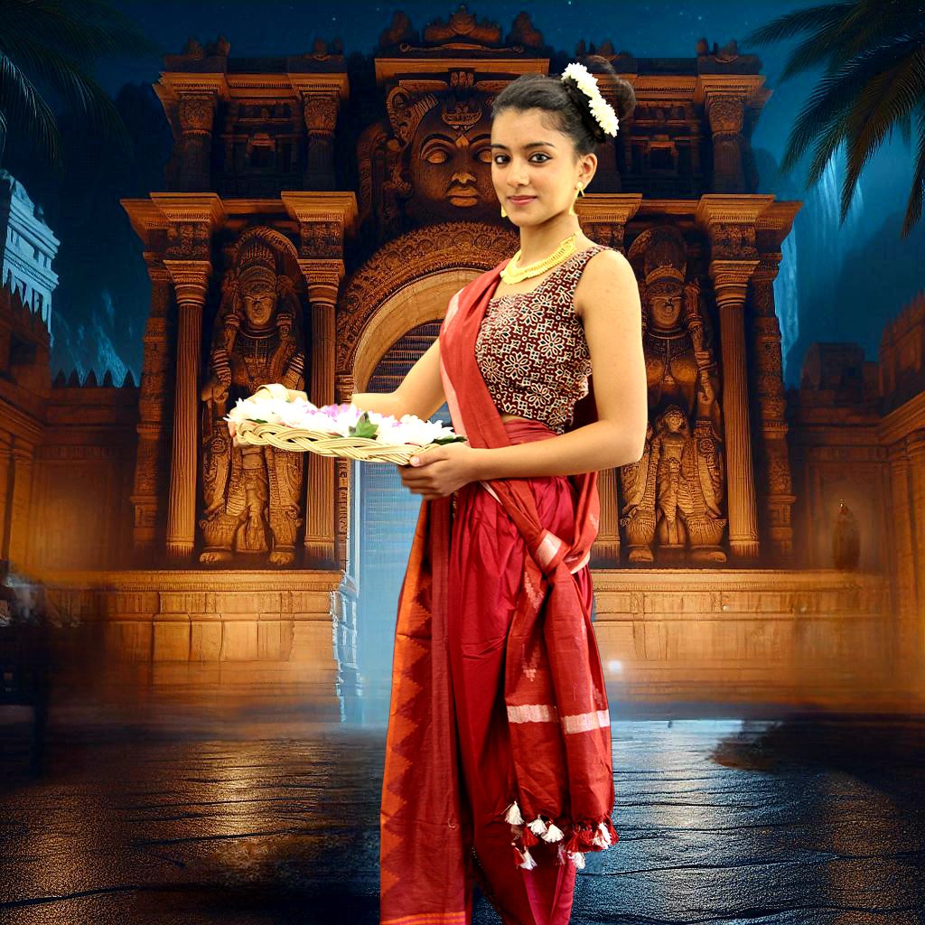 Neti in costume before a Vasantsena show