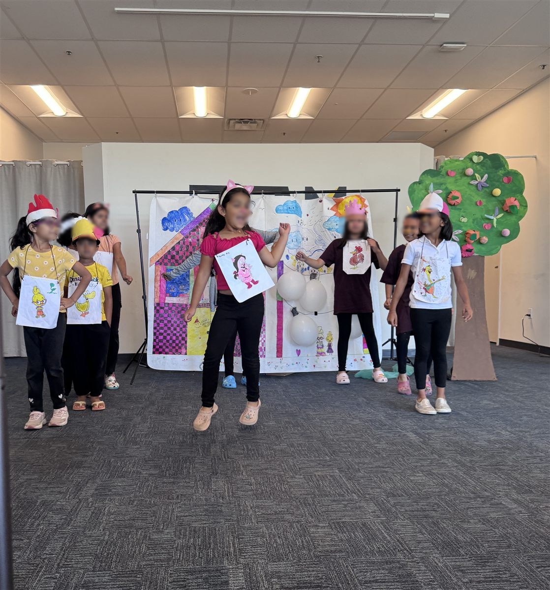 Campers rehearsing in costume
